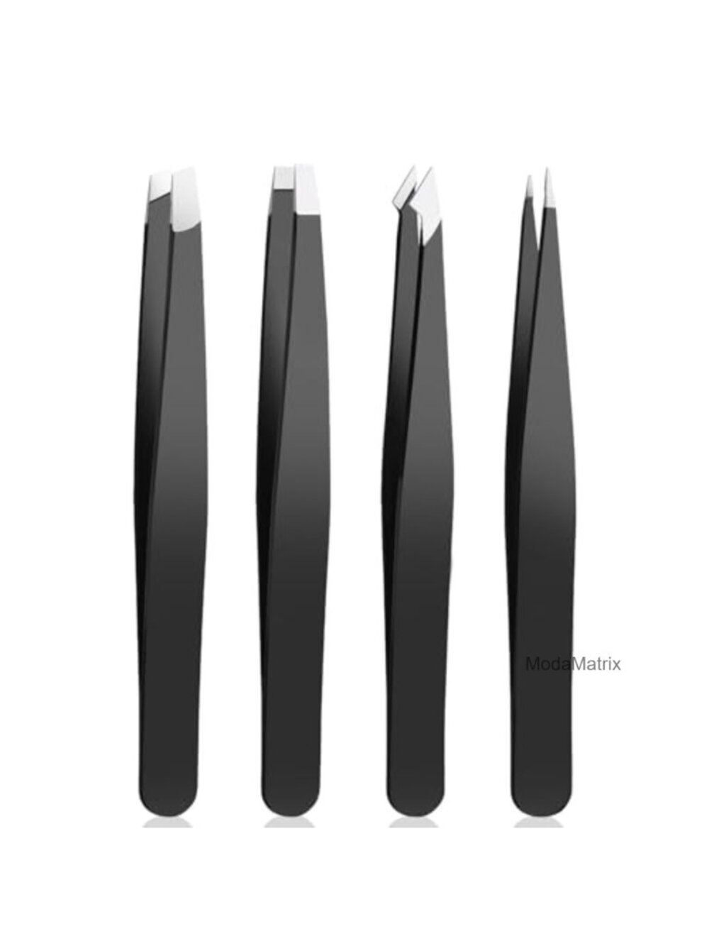 4-Piece Stainless Steel Tweezers Set for Facial Hair and Eyebrows